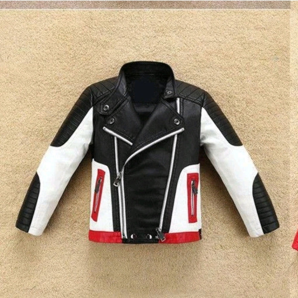 Botaobabe Kids Racing Moto Jacket Red White Black L 11/12